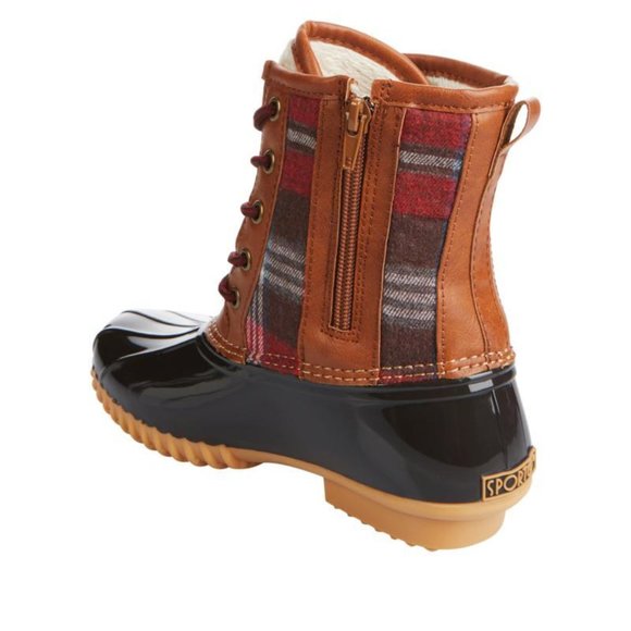 NWT Sporto Bella 2 Red Plaid Rubber Duck Boots Ladies  11M - Picture 5 of 5